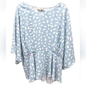 Umgee Boutique Oversized Sky Blue Dotted Print Top Women's Sz 2XL